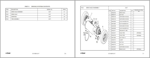 UTILEV Forklift UT6.0T Parts Manual 76502983R0 2