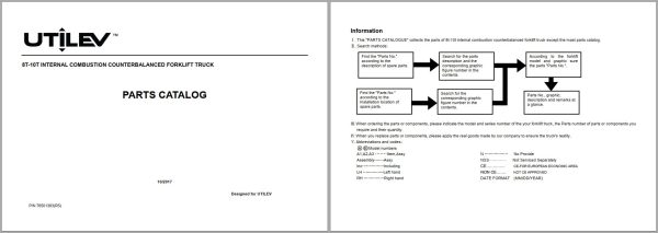 UTILEV Forklift UT80 UT100P DSL Parts Catalog 76501363R5 2017 1