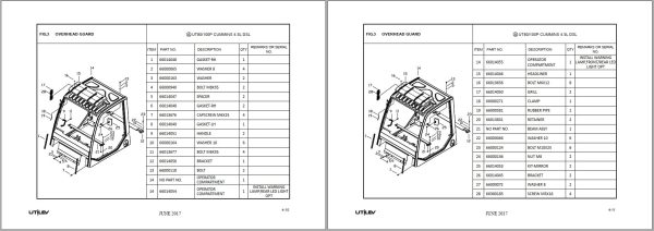 UTILEV Forklift UT80 UT100P DSL Parts Catalog 76501363R5 2017 2