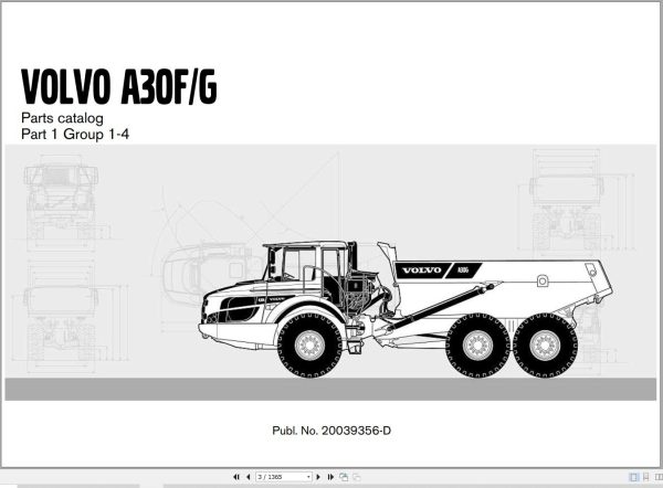 Volvo Articulated Dump Truck A30F A30G Parts Catalog 20039356 D 1