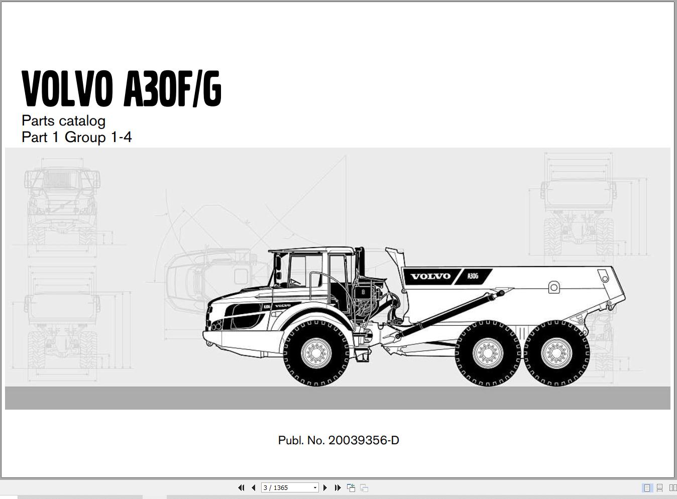 Volvo Articulated Dump Truck A30F A30G Parts Catalog 20039356 D 1