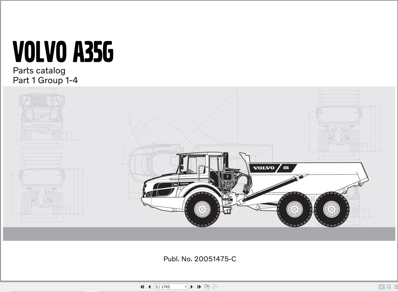Volvo Articulated Dump Truck A35G Parts Catalog PUB20051475 C 1