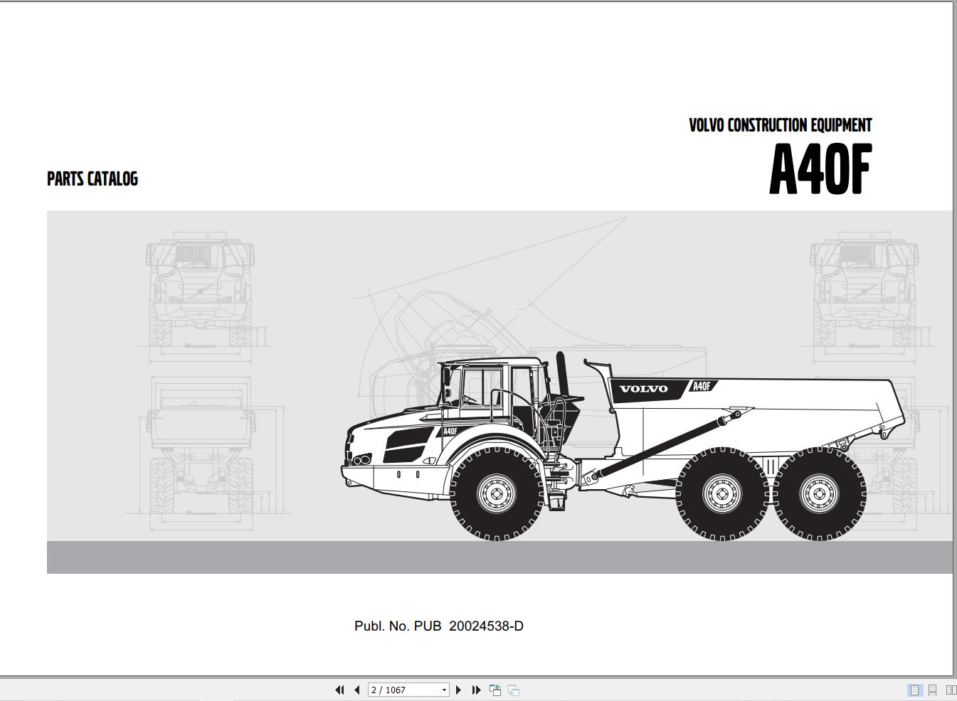 Volvo Articulated Dump Truck A40F Parts Catalog PUB20024538 D 1