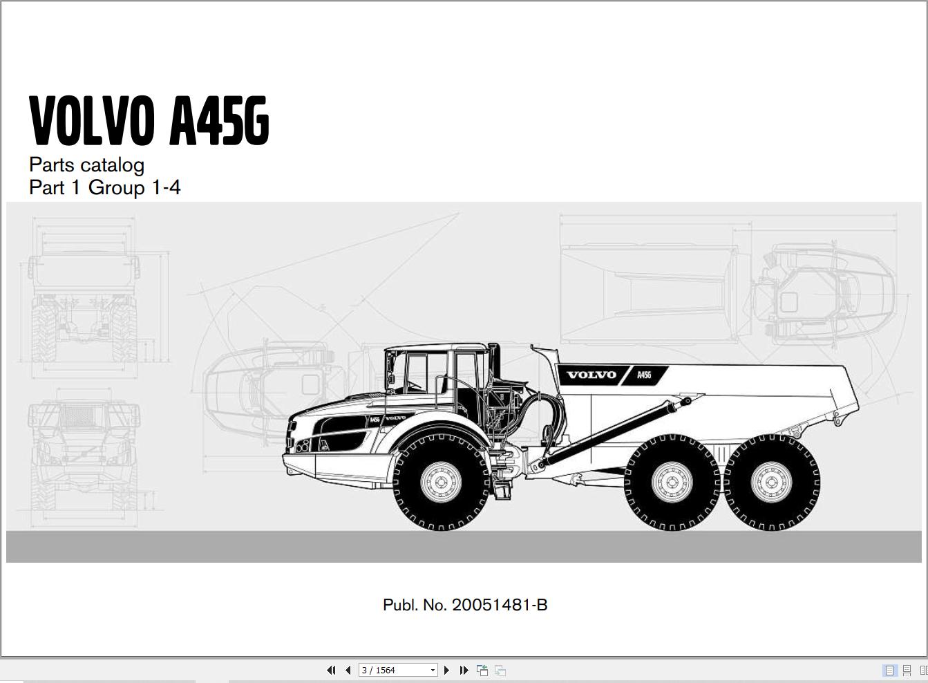 Volvo Articulated Dump Truck A45G Parts Catalog 20051481 B 1