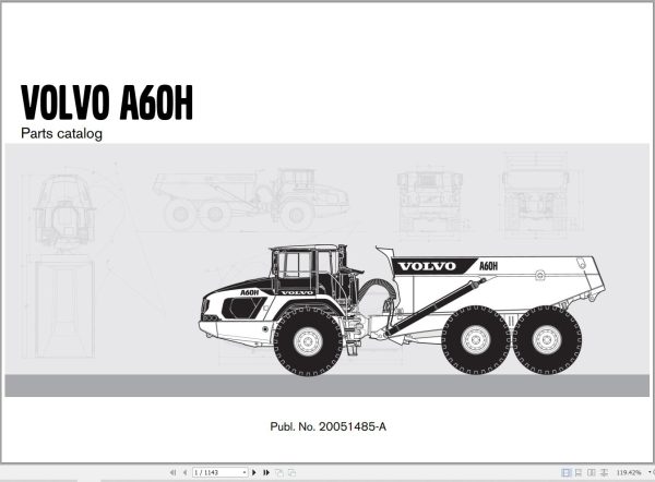 Volvo Articulated Dump Truck A60H Parts Catalog 20051485 A 1