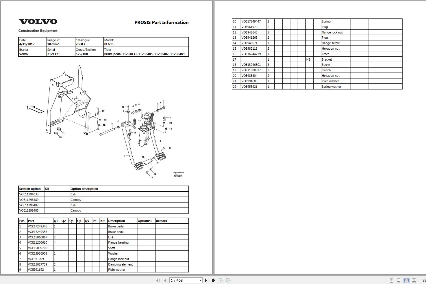 Volvo Backhoe Loader BL60B Parts Manual 1
