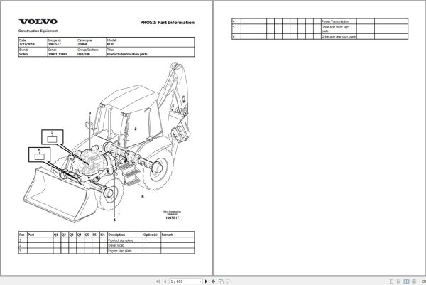 Volvo Backhoe Loader BL70 Parts Manual 1