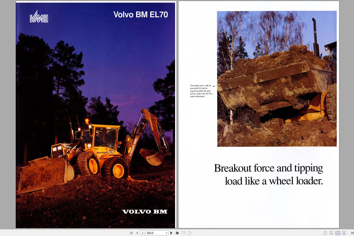 Volvo Backhoe Loader EL70 Parts Manual 1