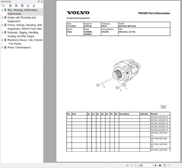 Volvo Compact Track Loader MCT135C Parts Catalog 1