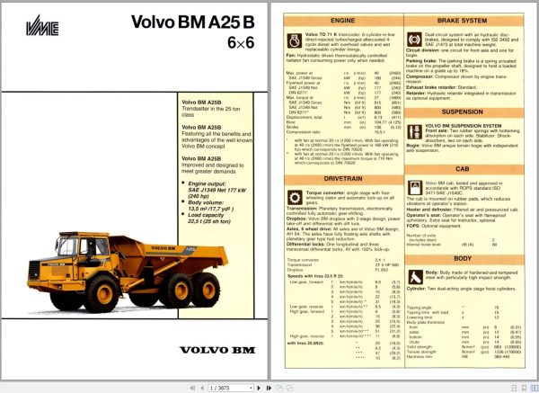 Volvo Dump Truck A25B Service Repair Manual 1