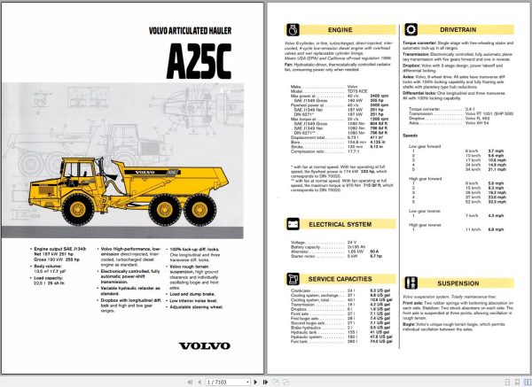 Volvo Dump Truck A25C Service Repair Manual 1 1