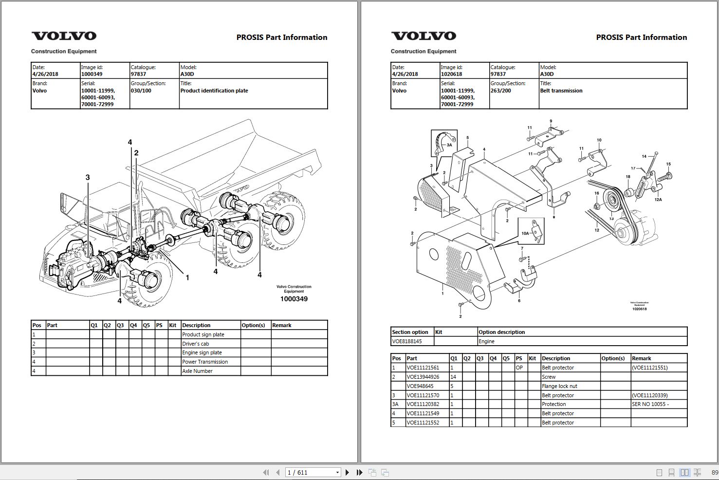 Volvo Dump Truck A30D Parts Manual 1