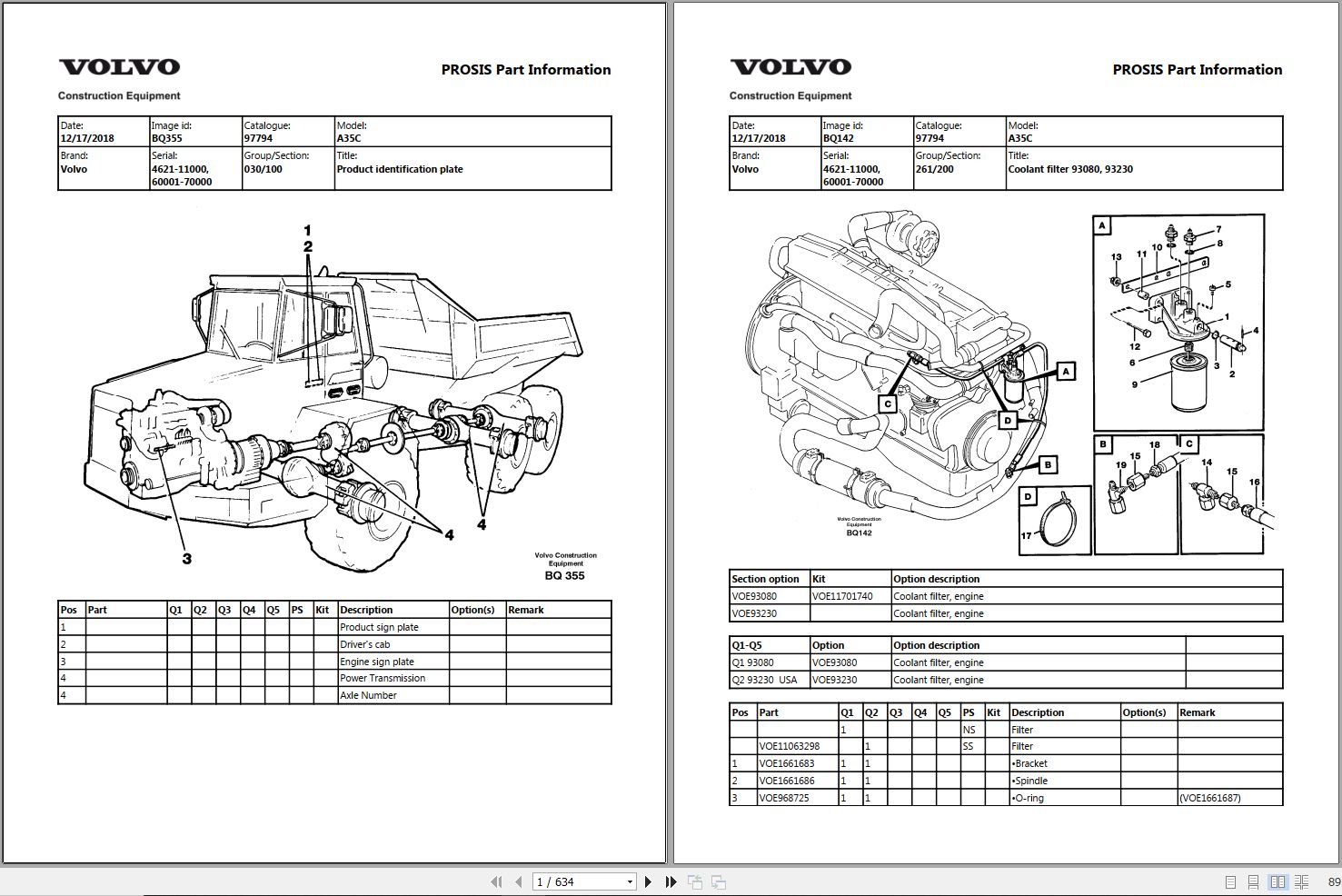 Volvo Dump Truck A35C Parts Manual 1