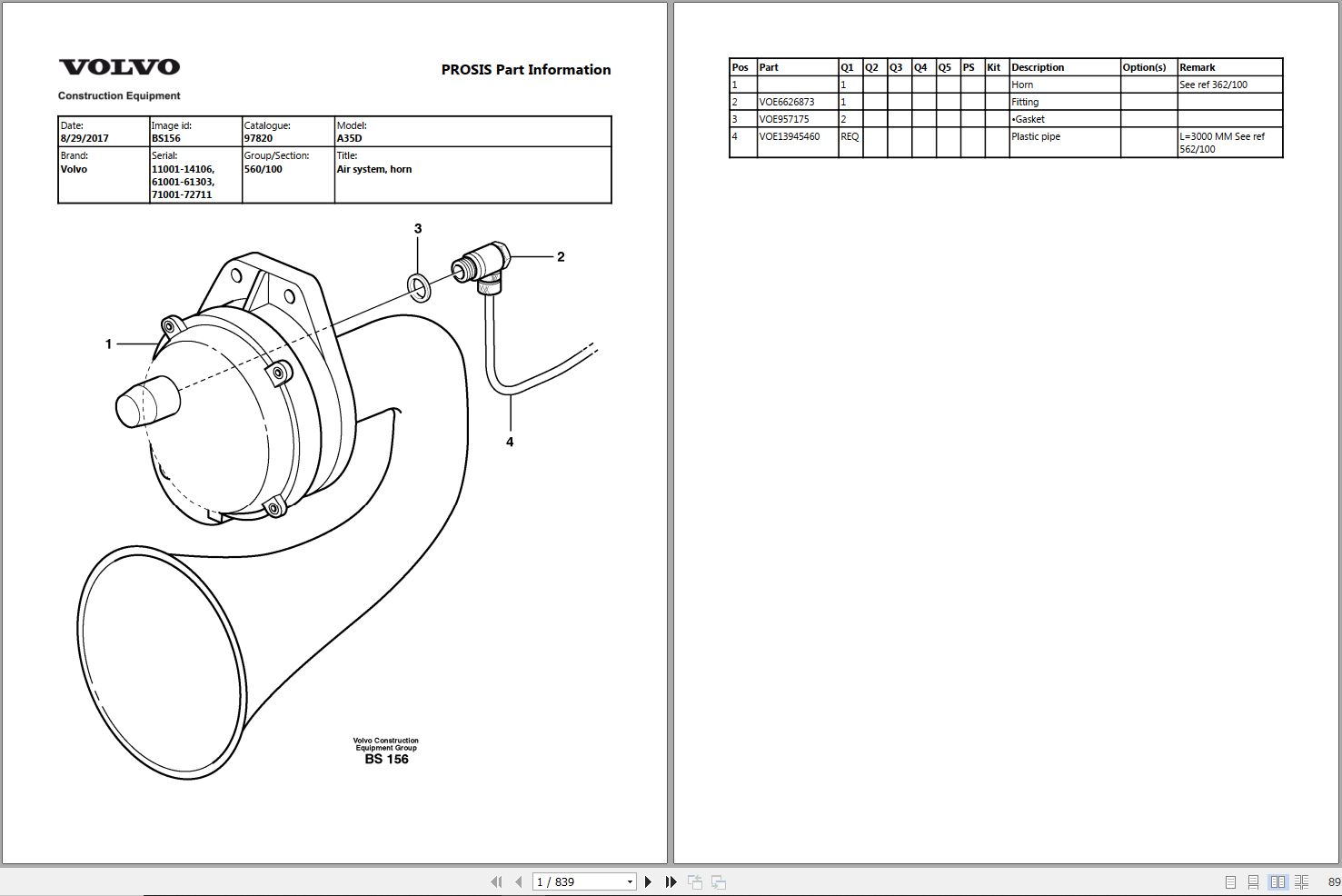 Volvo Dump Truck A35D Parts Manual 1