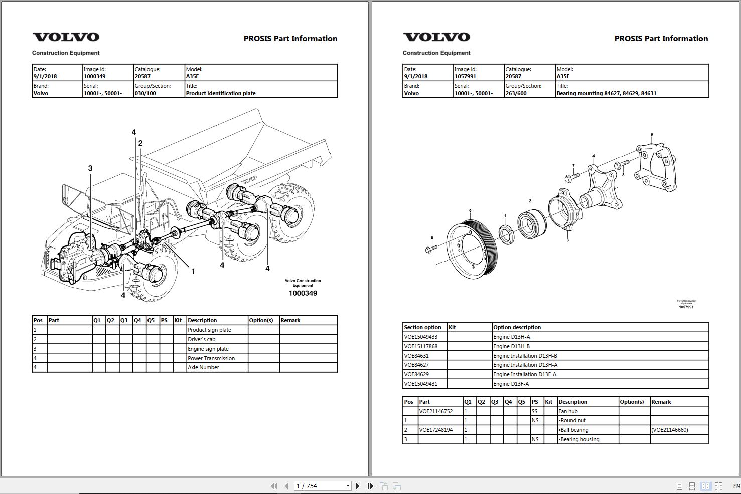 Volvo Dump Truck A35F Parts Manual 1