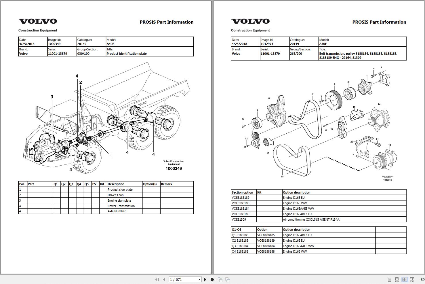 Volvo Dump Truck A40E Parts Manual 1