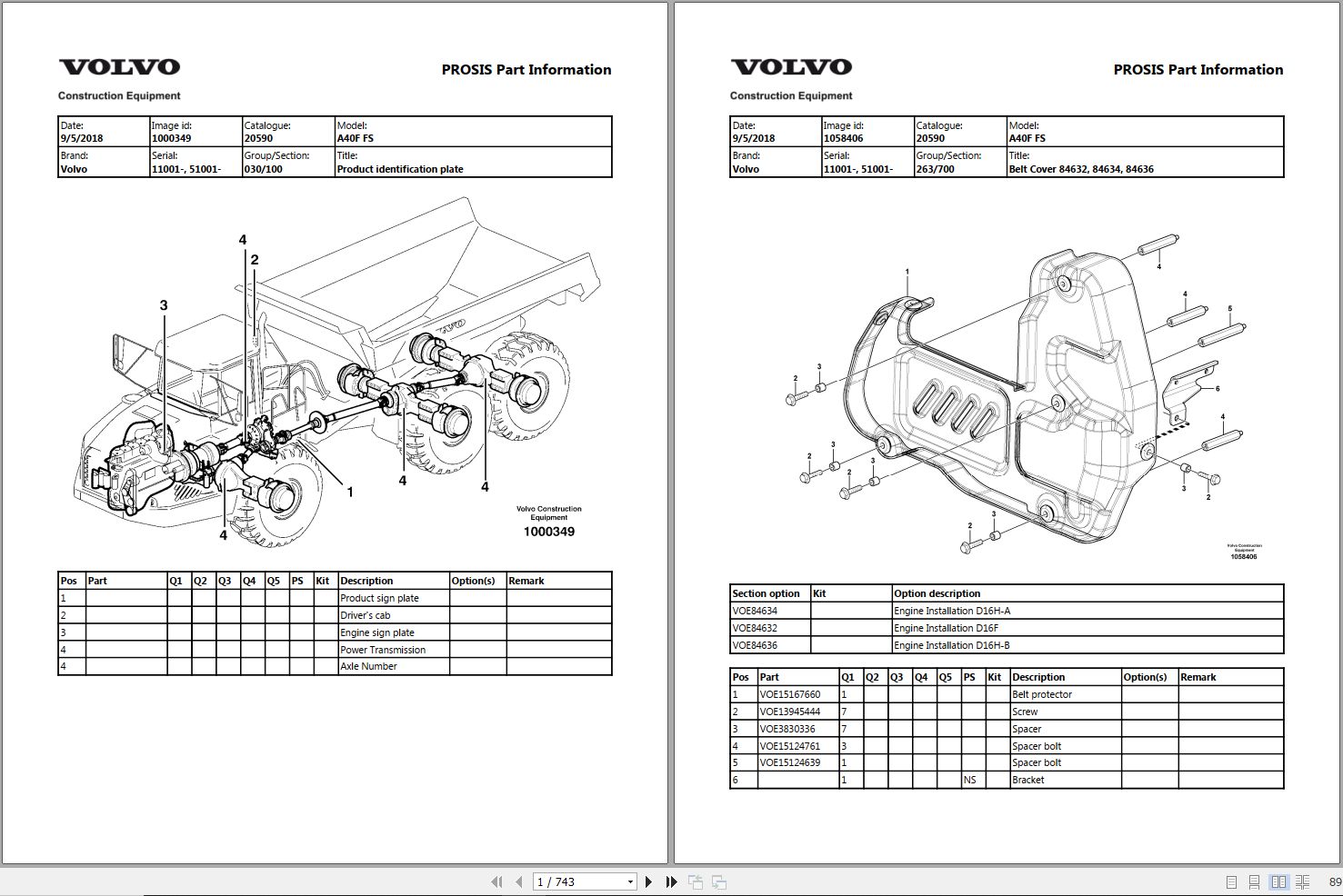 Volvo Dump Truck A40F FS Parts Manual 1