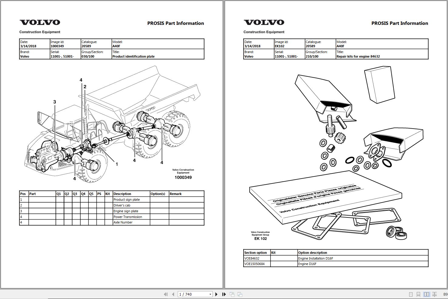 Volvo Dump Truck A40F Parts Manual 1