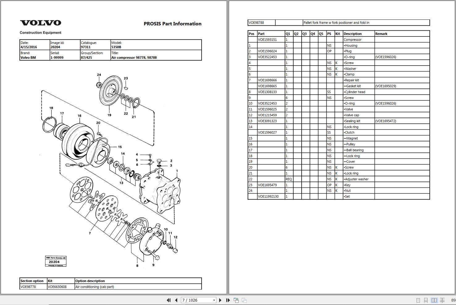 Volvo Dump Truck BM 5350 Parts Manual 1