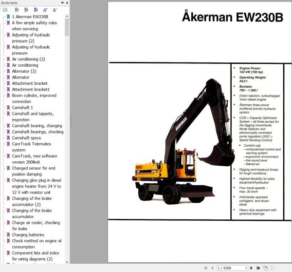 Volvo Excavator Akerman EW230B Service and Repair Manual 1