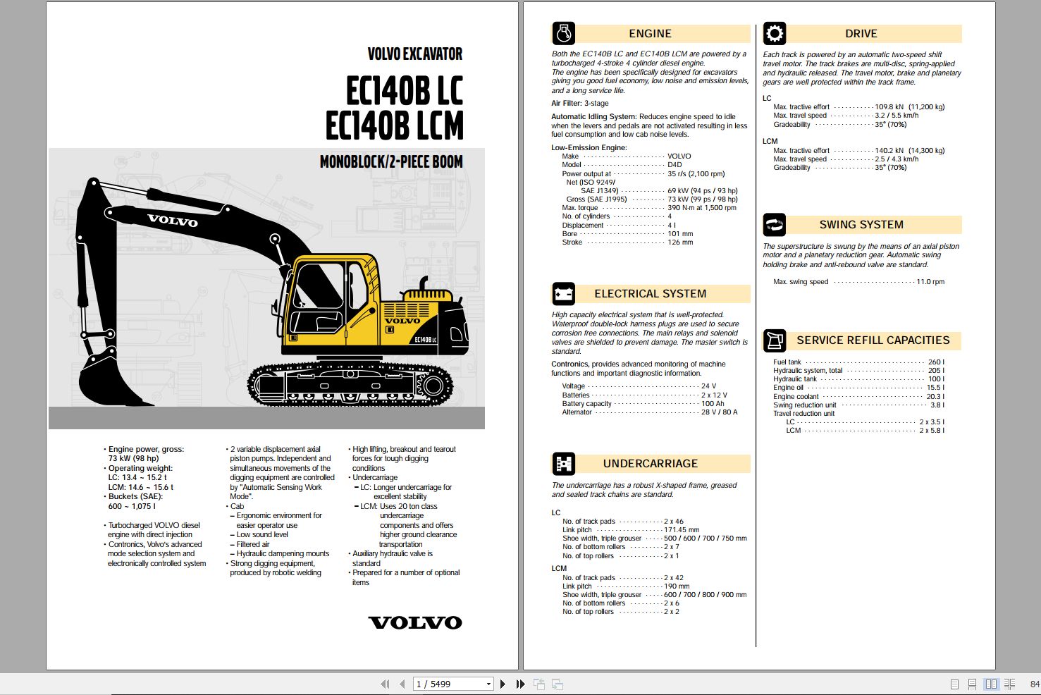 Volvo Excavator EC140B LCM Service Repair Manual 1 1