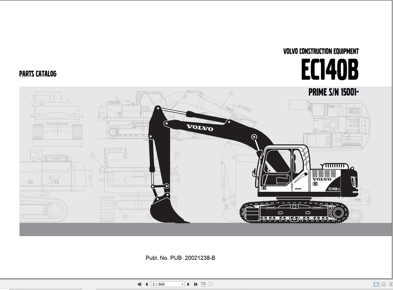 Volvo Excavator EC140B Parts Catalog PUB20021238 B 1