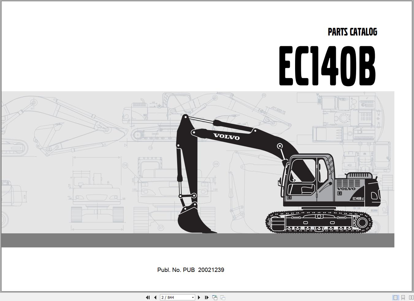 Volvo Excavator EC140B Parts Catalog PUB20021239 1