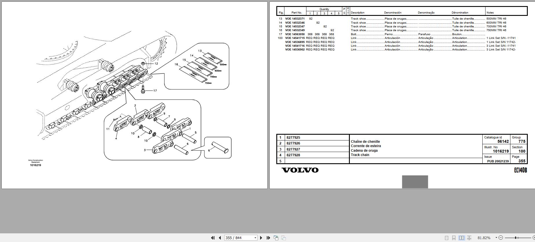 Volvo Excavator EC140B Parts Catalog PUB20021239 2