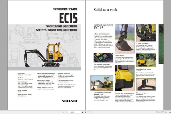Volvo Excavator EC15 XTV Parts and Service Repair Manual 1
