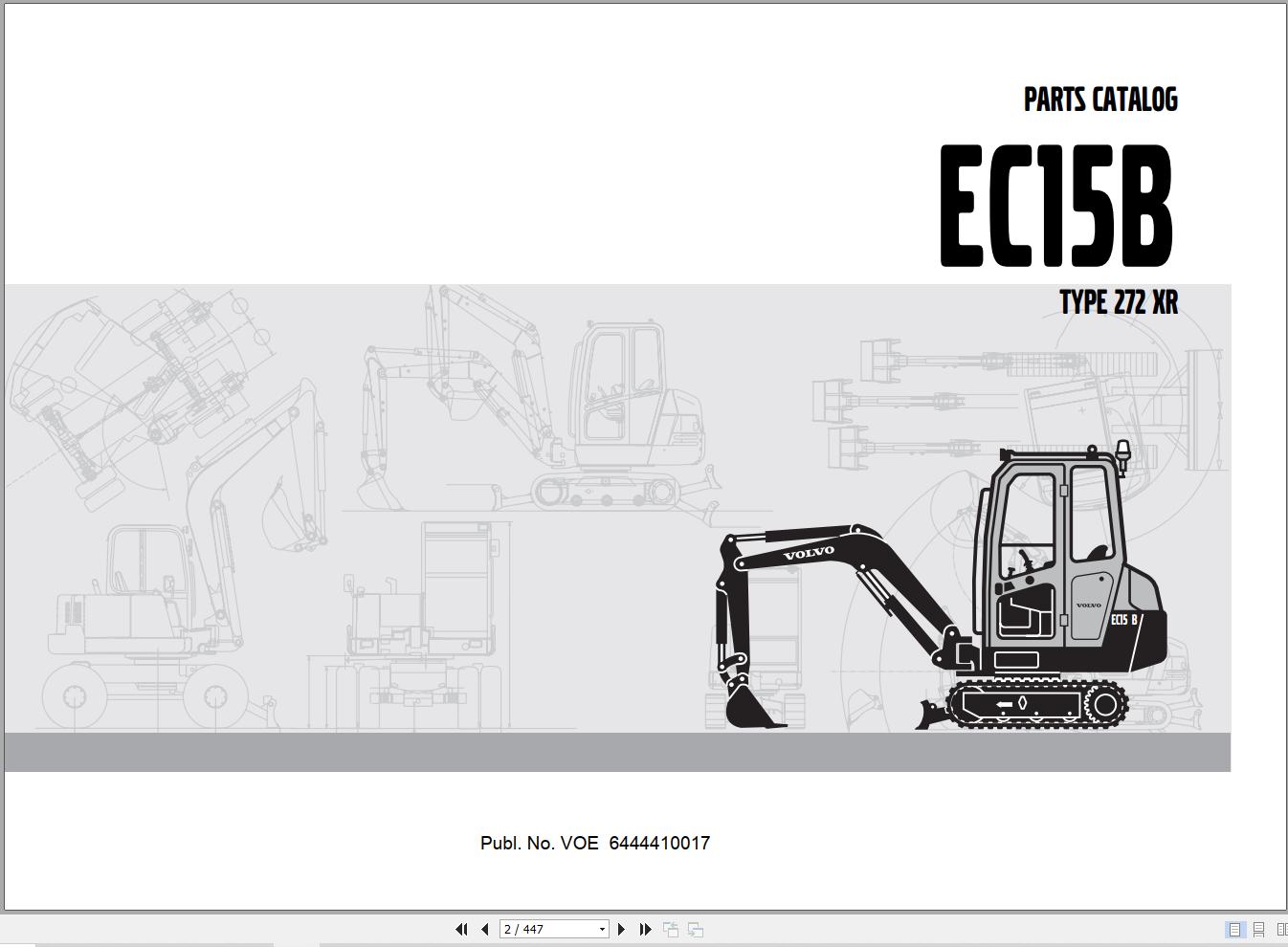 Volvo Excavator EC15B Parts Catalog VOE6444410017 1