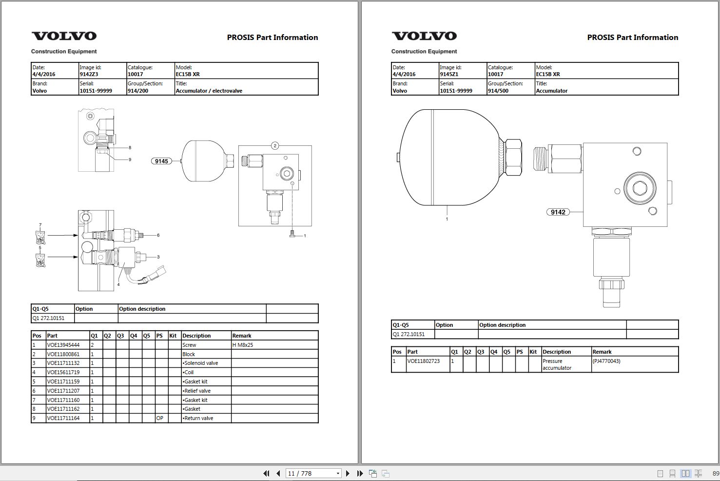 Volvo Excavator EC15B XR Parts Manual 1