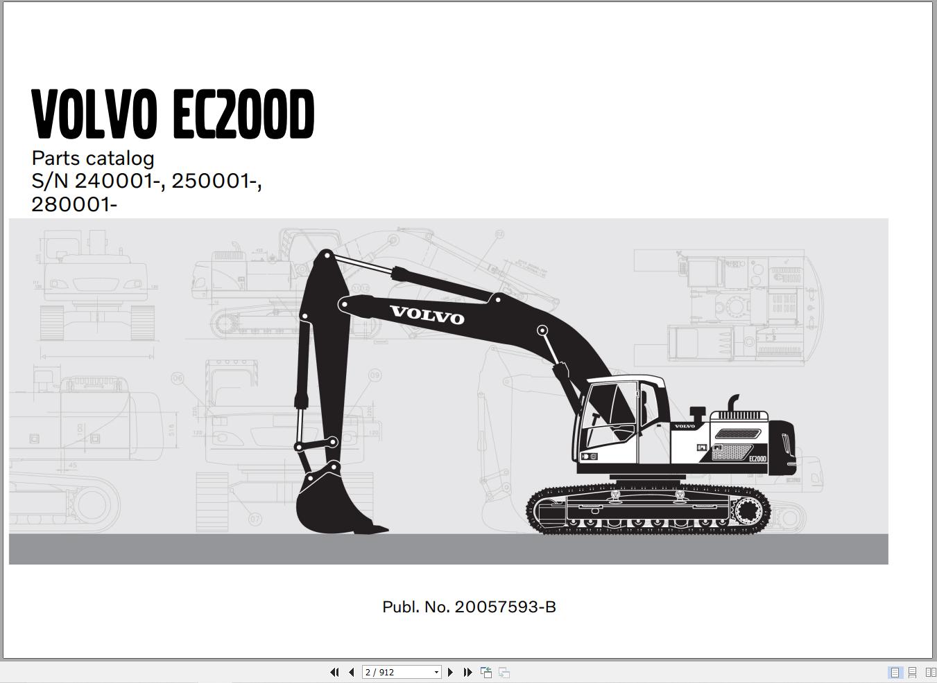 Volvo Excavator EC200D Parts Catalog PUB20057593 B 1