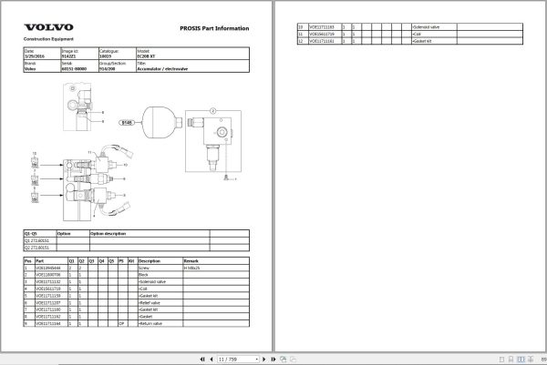 Volvo Excavator EC20B XTV Parts Manual 1