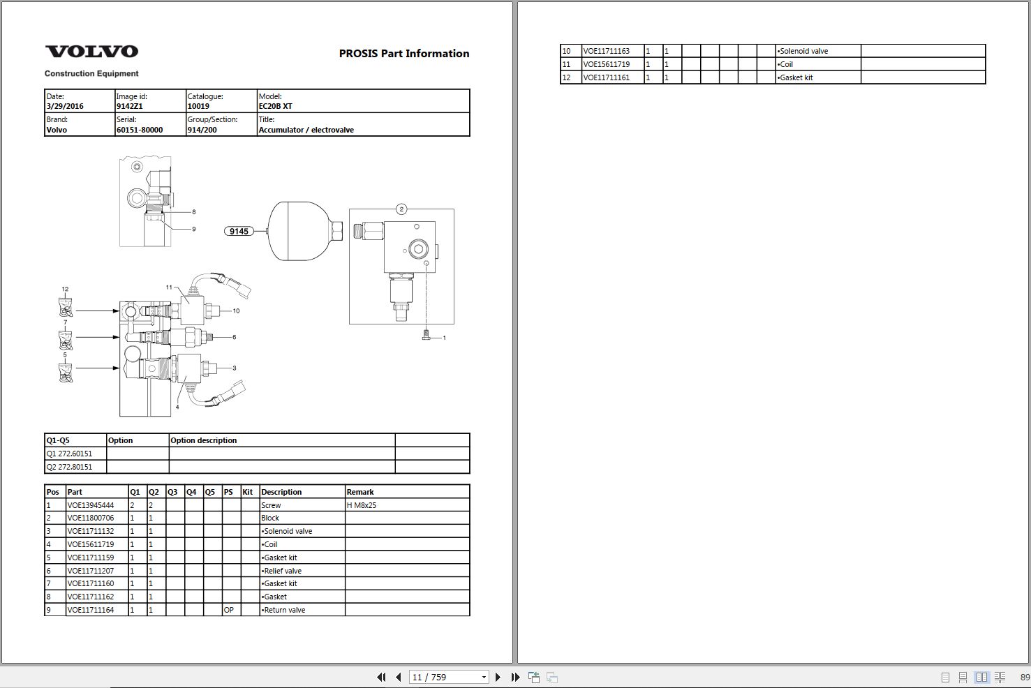 Volvo Excavator EC20B XTV Parts Manual 1