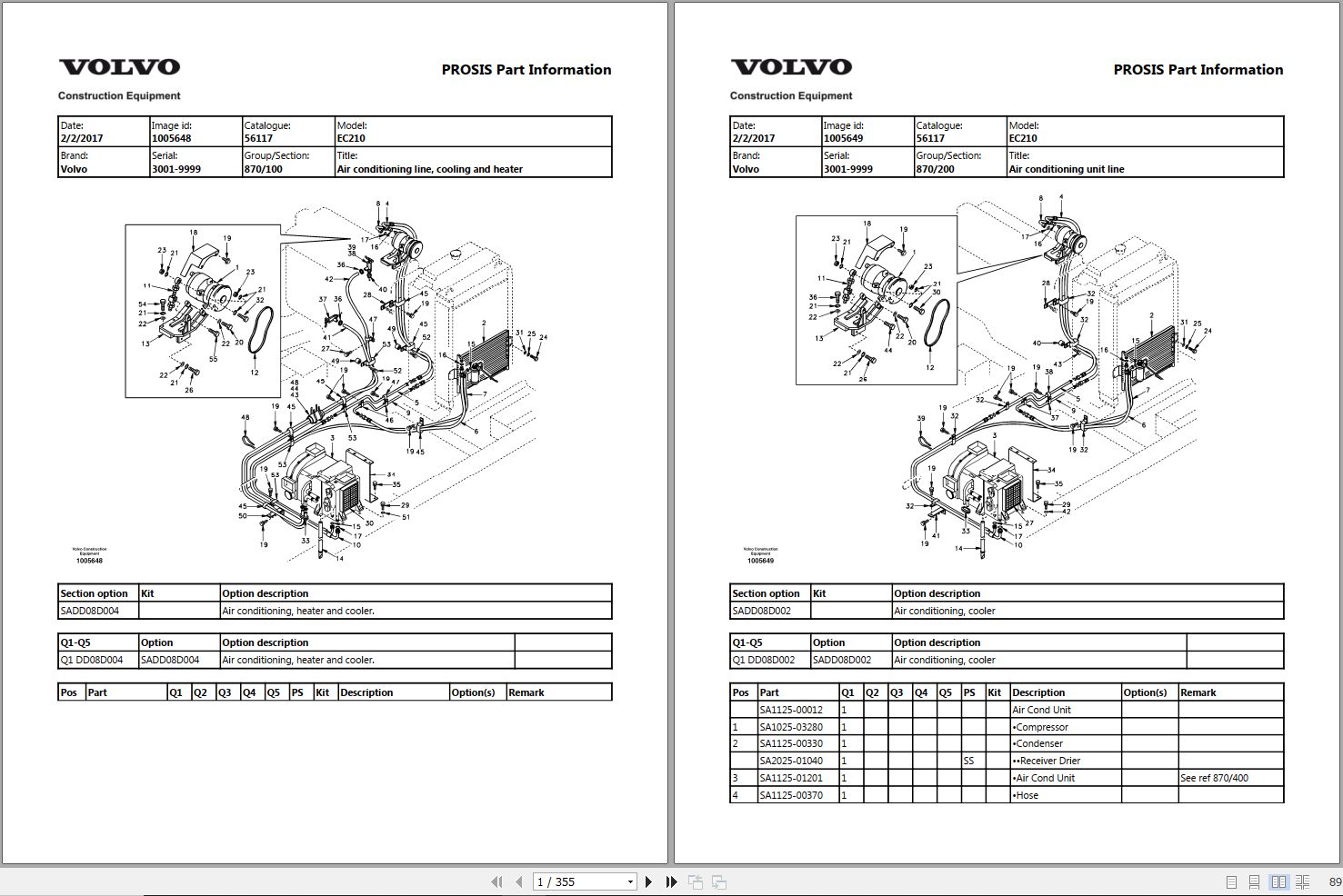 Volvo Excavator EC210 Parts Manual 1