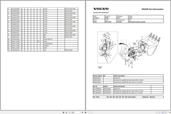Volvo Excavator EC210 Parts Manual 2