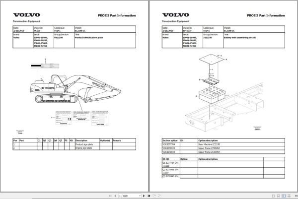 Volvo Excavator EC210B LC Parts Manual 1