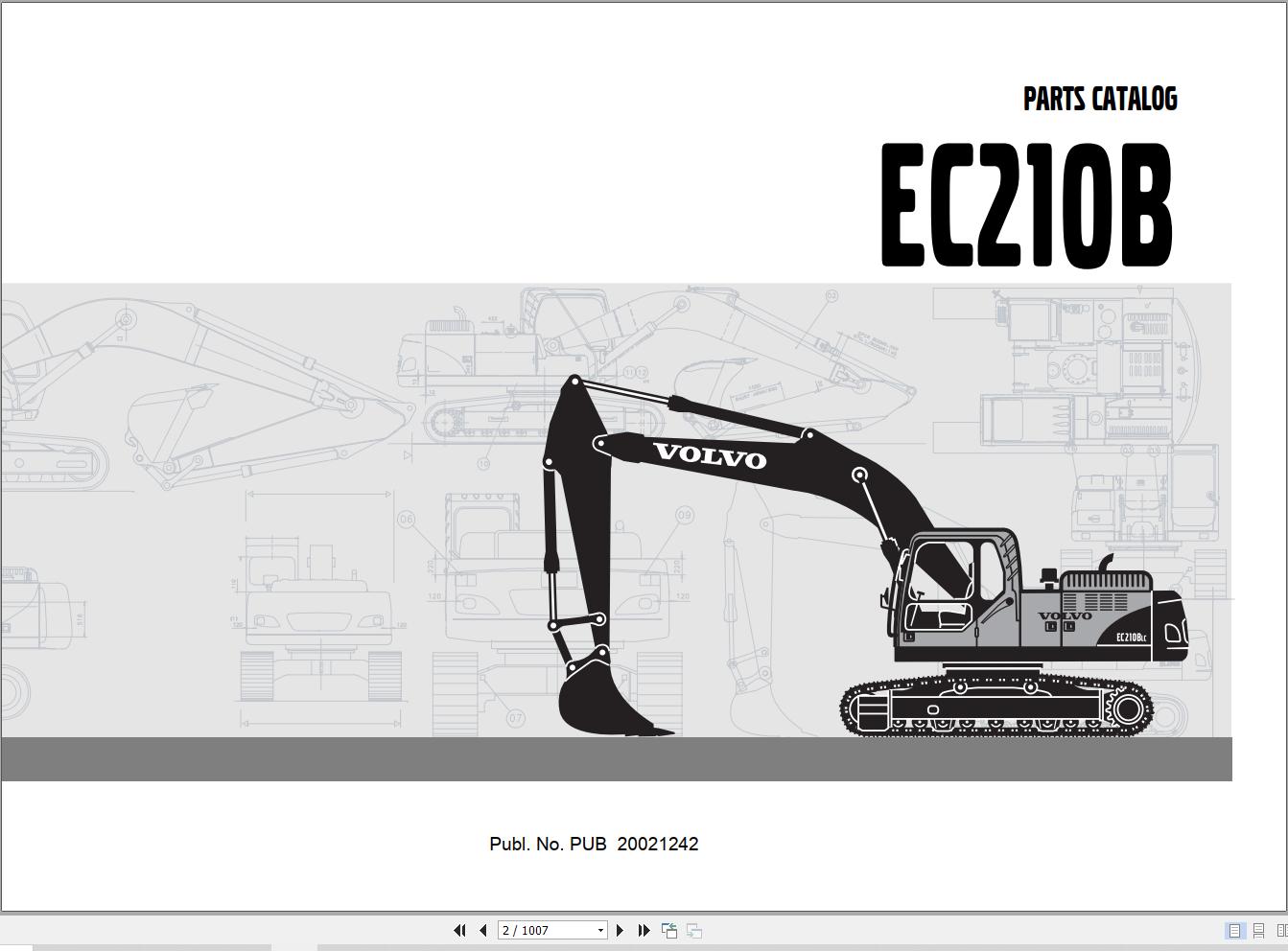 Volvo Excavator EC210B Parts Catalog PUB20021242 1