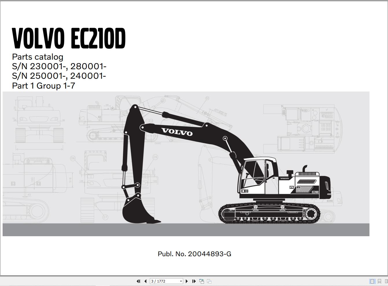 Volvo Excavator EC210D Parts Catalog 1