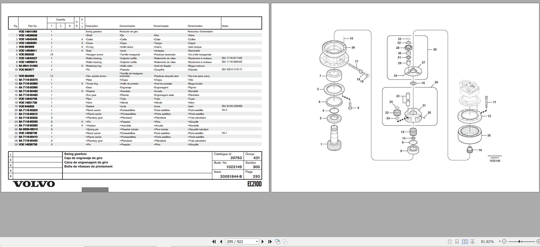 Volvo Excavator EC210D Parts Catalog 20051844 B 2