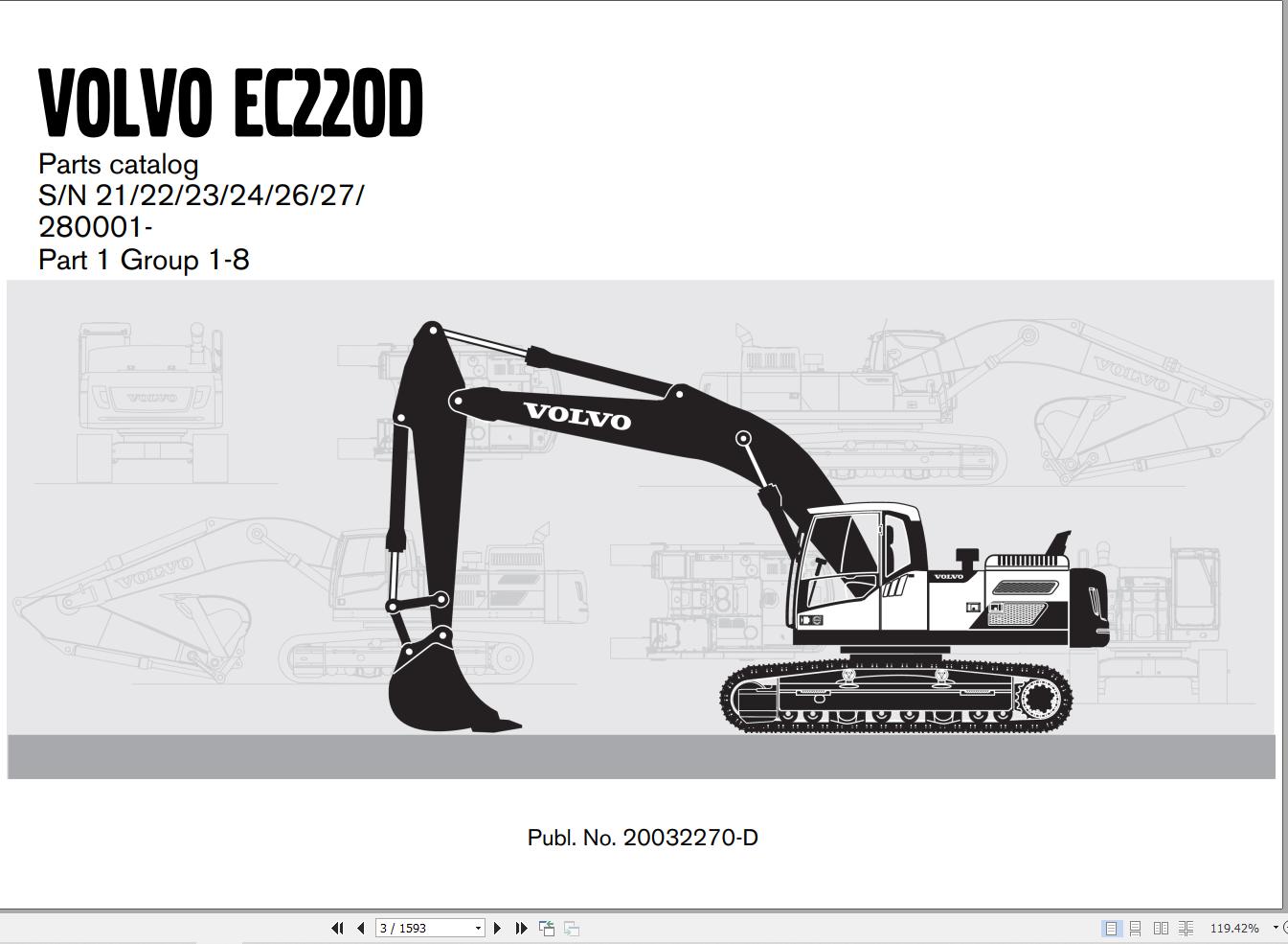 Volvo Excavator EC220D Parts Catalog 20032270 D 1