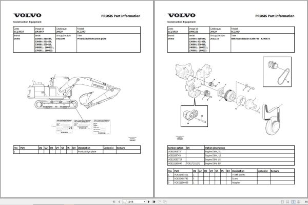 Volvo Excavator EC220D Parts Manual 1