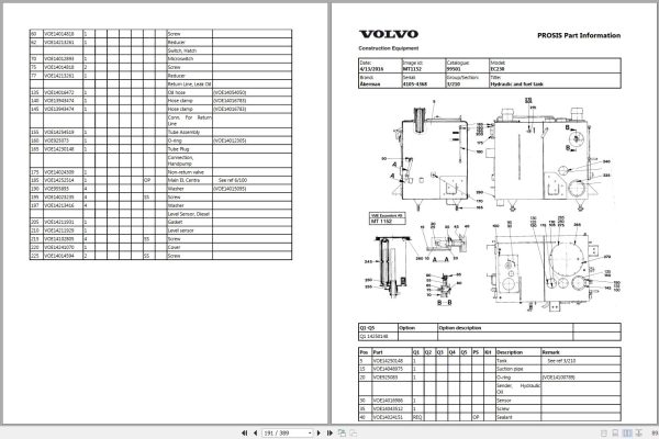 Volvo Excavator EC230 Parts Manual 2
