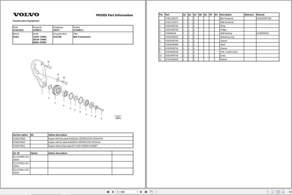 Volvo Excavator EC240B LC Parts Manual 1