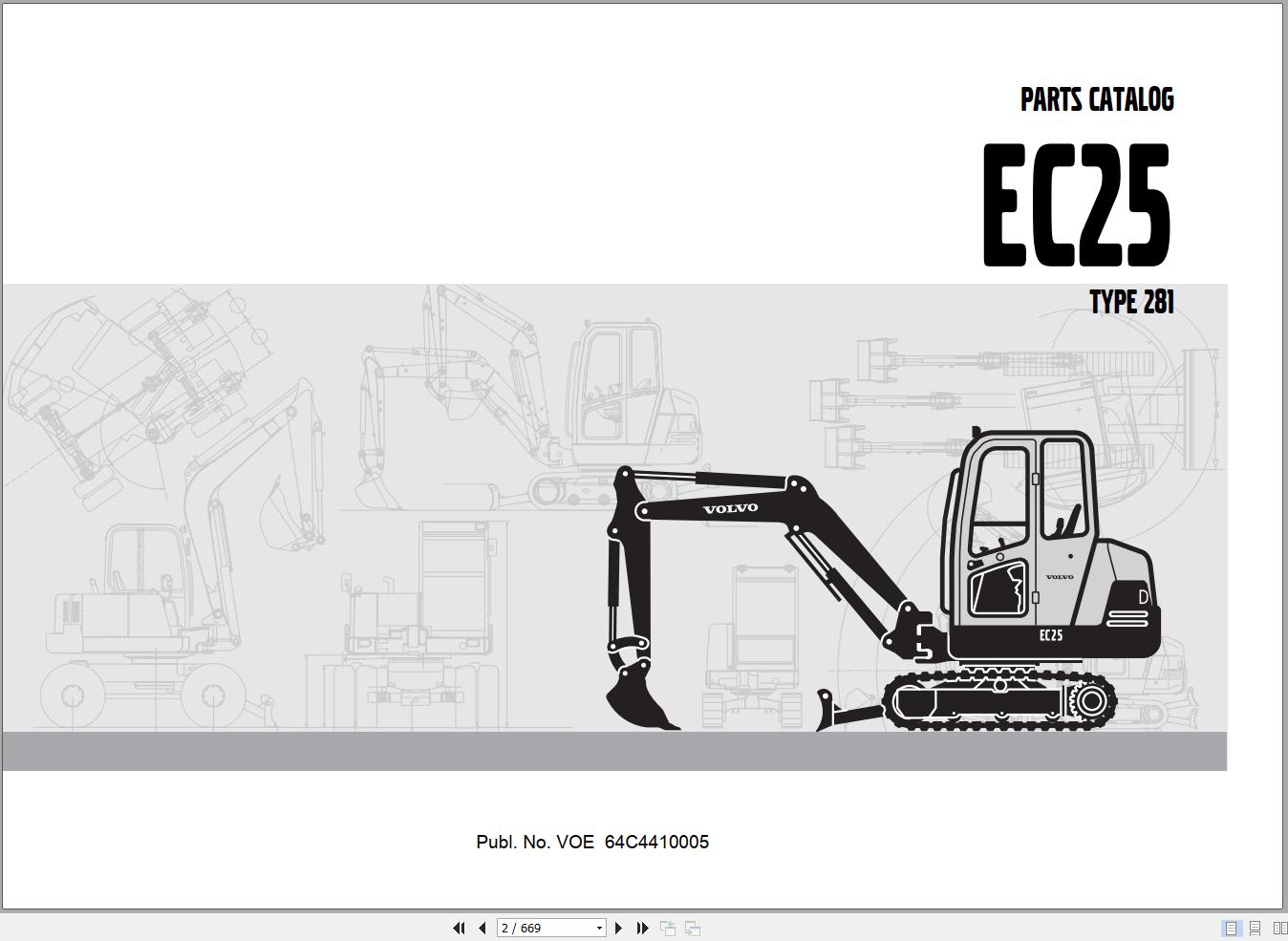 Volvo Excavator EC25 Parts Catalog VOE64C4410005 1