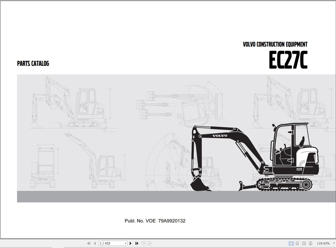 Volvo Excavator EC27C Parts Catalog VOE79A9920132 1