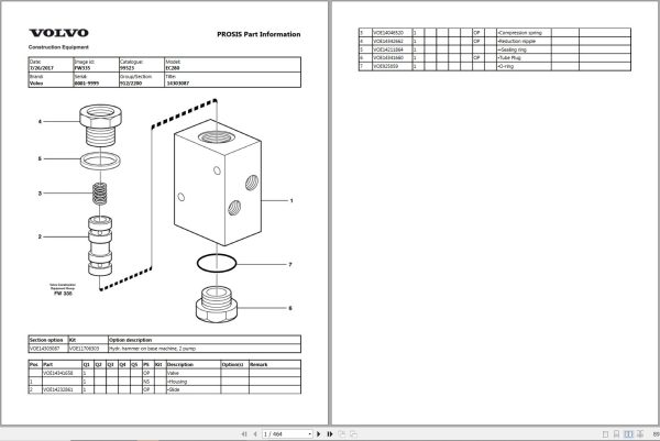 Volvo Excavator EC280 Parts Manual 1