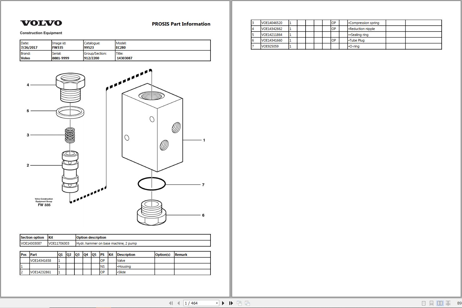Volvo Excavator EC280 Parts Manual 1