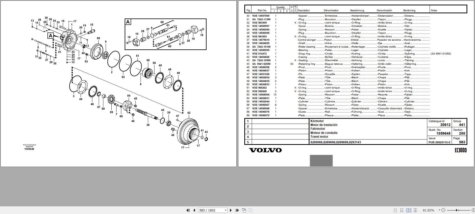 Volvo Excavator EC300D Parts Catalog PUB20025115 E 2