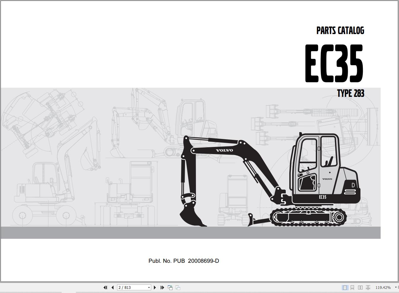 Volvo Excavator EC35 Parts Catalog PUB20008699 D 1